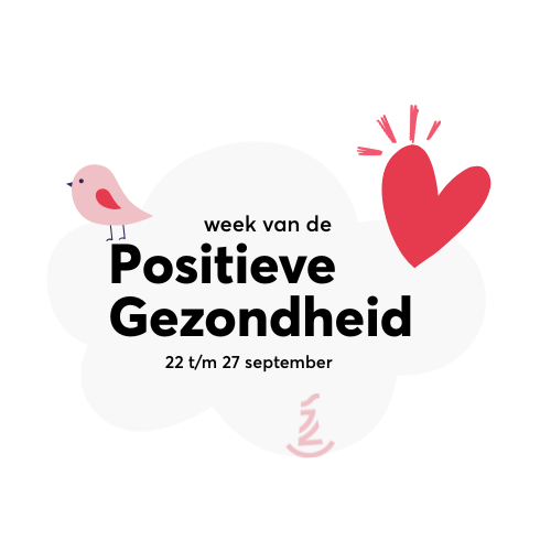 Logo week van de Positieve Gezondheid 2025 met een hartje en een vogeltje